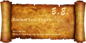 Barbarics Ervin névjegykártya