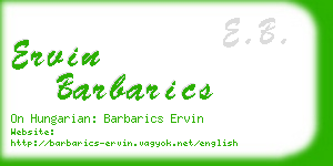 ervin barbarics business card